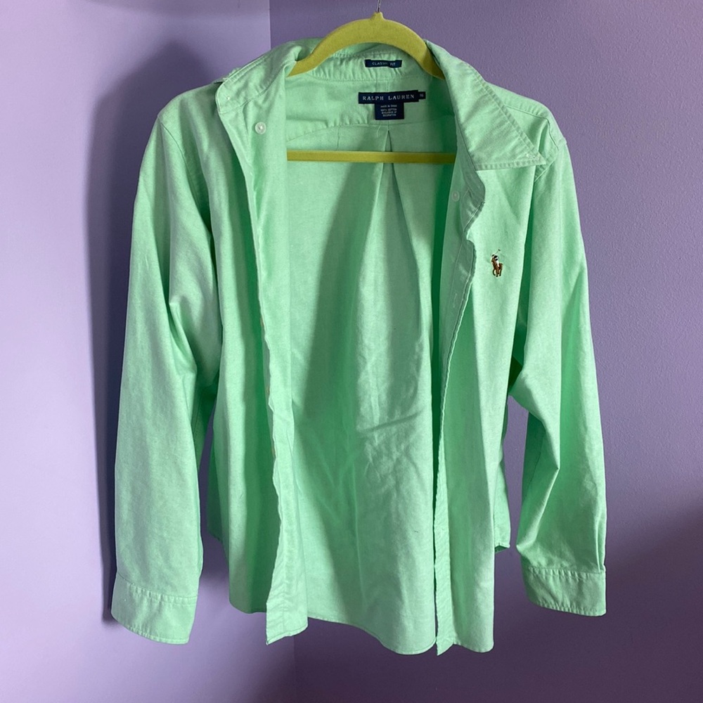 Green Ralph Lauren button up blouse